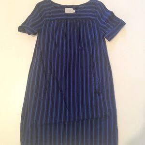 Anthro Blue Stripe Dress with pockets Sz 4